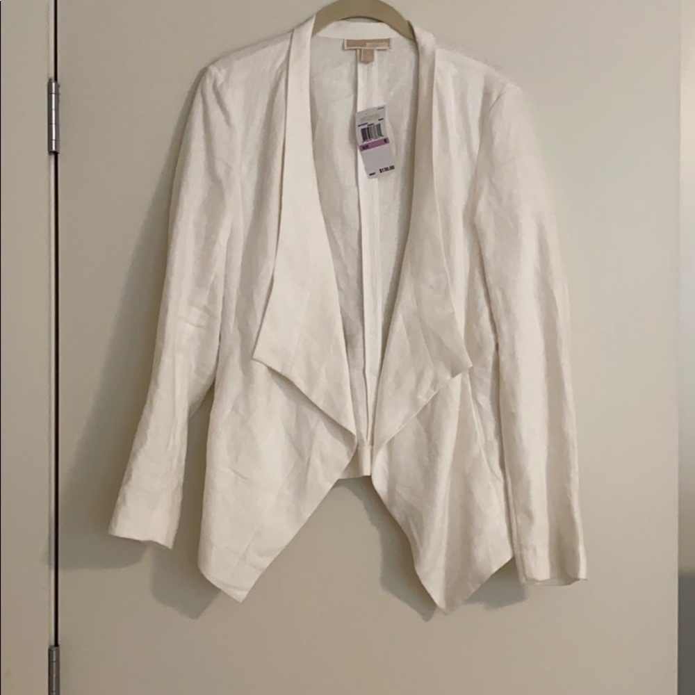NWT Michael Kors White Linen Drape Jacket